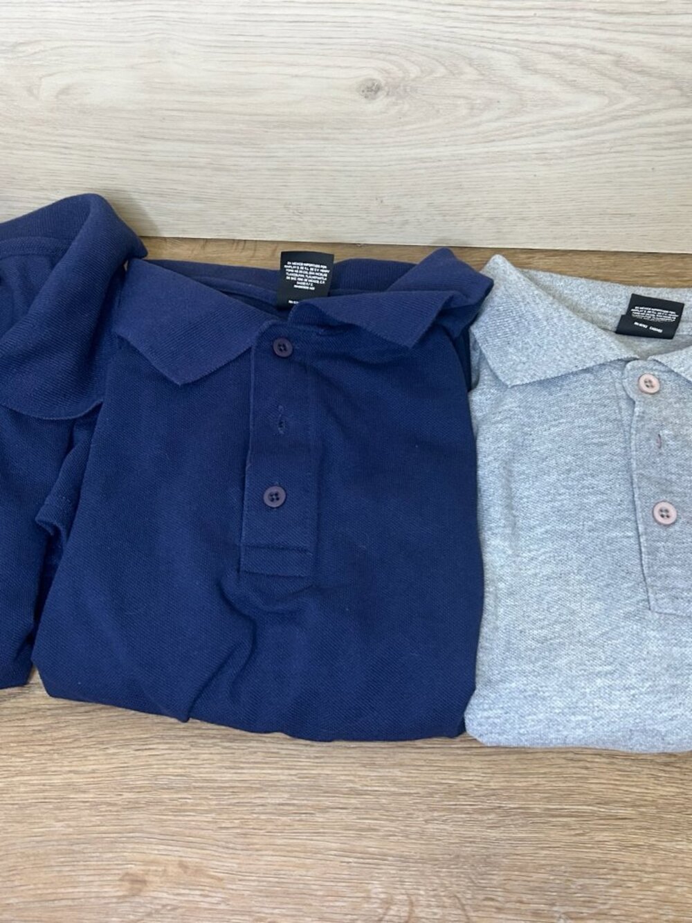 Hanes 3 Pcs Basic Polo Shirt Collared Short Sleeve Blue Gray Medium